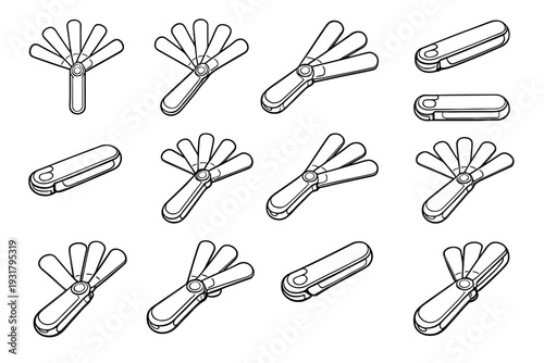 Folding icon polymer accessory simple vector icons fan portable lifestyle modern outline