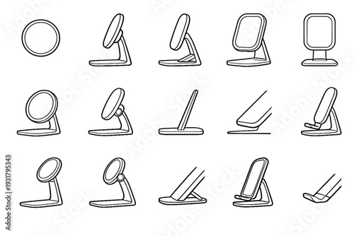 Pivot foot functional stand vector phone slim magnetic plate utility modern icon