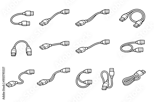 Utility design icon accessory tech modern usb cable lightweight vector plug extender