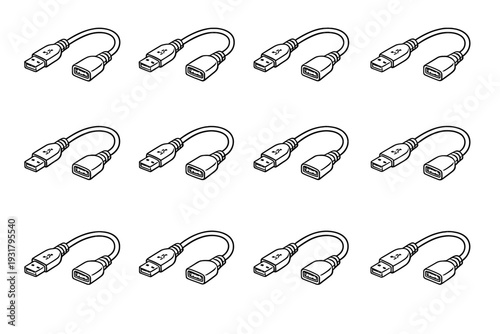 Wire ends extension design icon vector collars power clean connector flexible usb