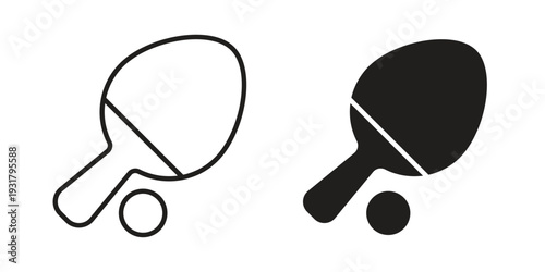 Ping pong icon set. Linear style. Vector icons