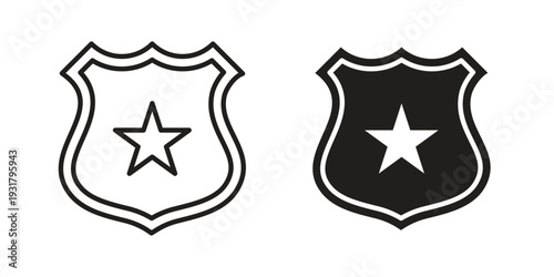 Police badge icon set. Linear style. Vector icons