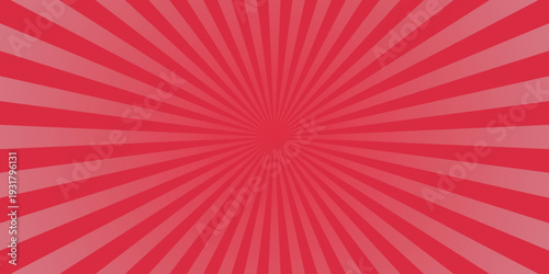 Vibrant Red Sunburst Background with Radial Stripes and Gradient Effect for Dynamic Design and Retro Appeal