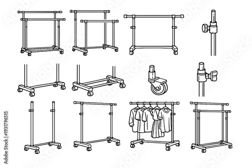 Simple garment parallel wheel modern portable rack vector icon clean stabilizer