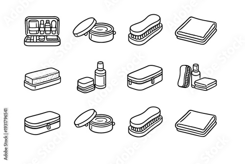 Icon modern leather vector icons shoe wooden handle polish wipe footwear shine