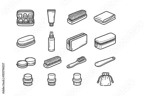 Zipper vector care icon case applicator grooming spray shoe structured kit microfiber