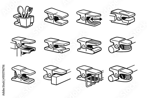 Icon thickness universal clamp flexible attachment vector modern wide utensil form holder