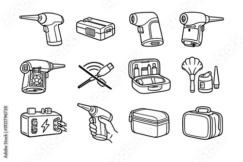 Power module cordless icon battery silhouette air vector compartment operation gadget duster