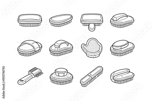 Pet visible tech vector grooming geometry icon housing clean brush