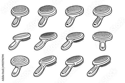 Grooming balanced bristles icon brush geometry body pet vector proportions