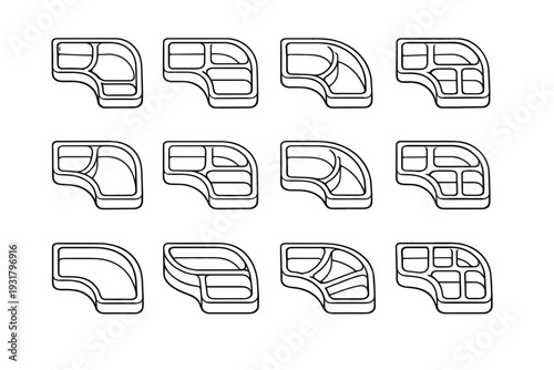Icon smooth insert rounded design household drawer proportions style contour vector