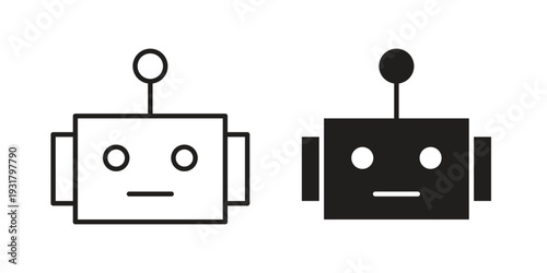 Robot icon set. Linear style. Vector icons