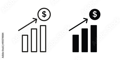 Sales growth icon set. Linear style. Vector icons