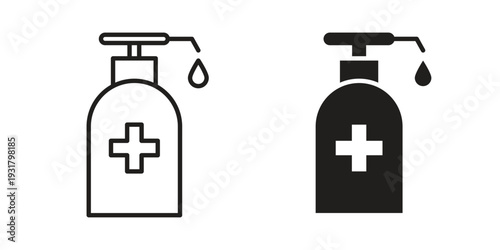 Sanitizer icon set. Linear style. Vector icons