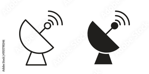 Satellite dish icon set. Linear style. Vector icons