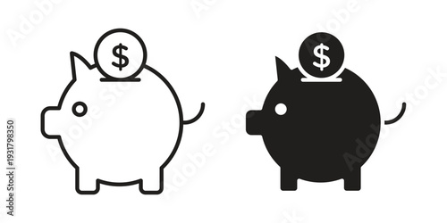 Savings icon set. Linear style. Vector icons