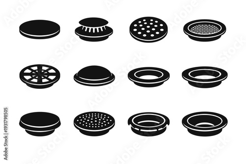 Snap icon debris drain plug vector screen bevel holes cover dome sink