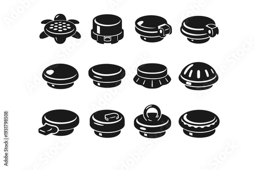 Bumper cushion lock icon ring image generation safety simple tongue tamper vector