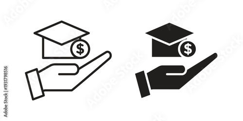 Scholarship fund icon set. Linear style. Vector icons