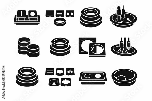 Adjustable set modular system ring vector sleeves simple desk generation adapter icon