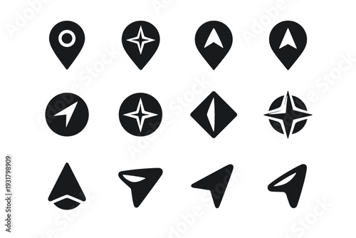 Simple pointer mark vector orientation icon generation cue glyph marker image flat