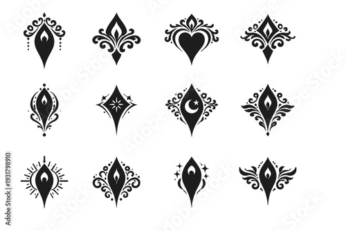 Vector stylized marker form image elegant ornament accent generation icon mark locator