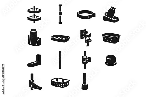 Cradle corner icons rubber vector height shampoo caddy icon conditioner tension shelf