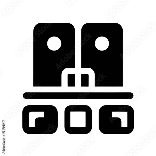 A black and white icon of a hard drive and floppy disk