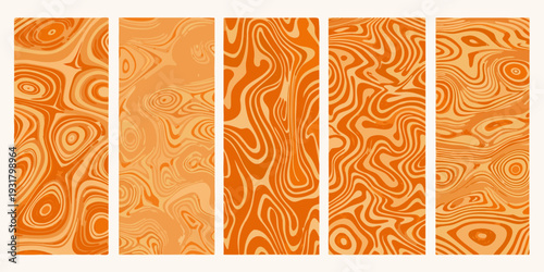 Abstract orange and beige swirling patterns in a vertical arrangement