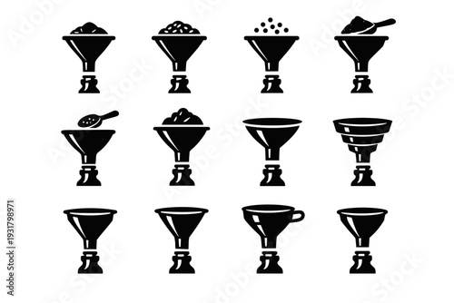 Image flour funnel spice transfer vector sugar icon kitchen generation pantry ingredient