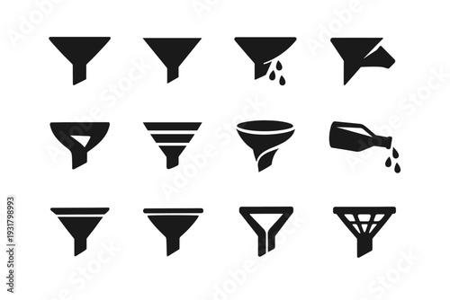 Vector flat image icon shape pictogram simple pouring generation minimalist funnel interface