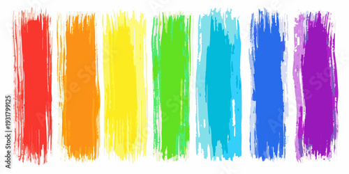 A vibrant spectrum of colorful brushstrokes arranged in vertical columns