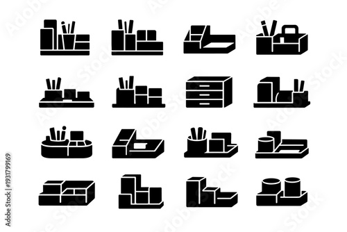 Modern generation simplified image icon simple clean compartment unit organizer symbol pictogram