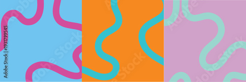 Wallpaper Mural Colorful Wavy Lines Seamless Pattern | Vibrant Abstract Retro Wave Background with Blue Orange Pink Pastel Panels Vector  Torontodigital.ca