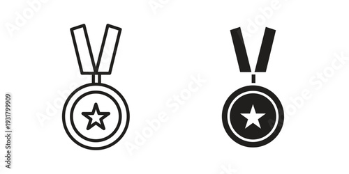 Sports medal icon set. Linear style. Vector icons