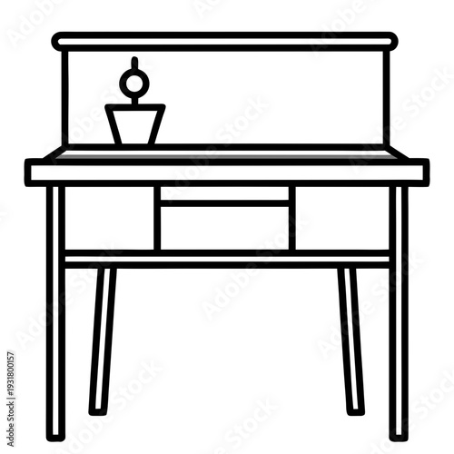 Home office desk silhouette illustration