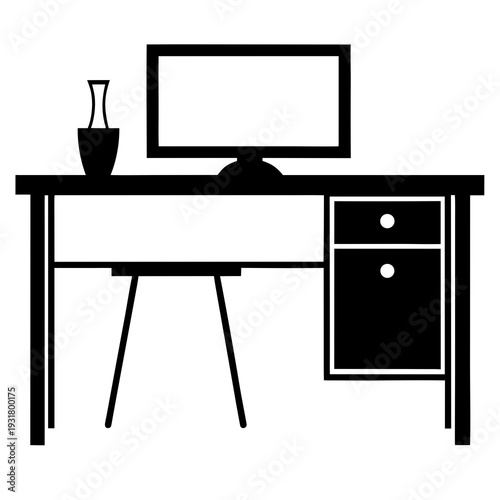 Home office desk silhouette illustration