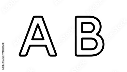 Simple outline icons of letters A and B, representing options, choices, or comparison in A/B testing.