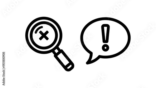 Search error and warning notification icons representing mistakes or issues found during analysis