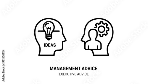 Management advice lightbulb ideas and executive advice cogwheel icons for business consulting
