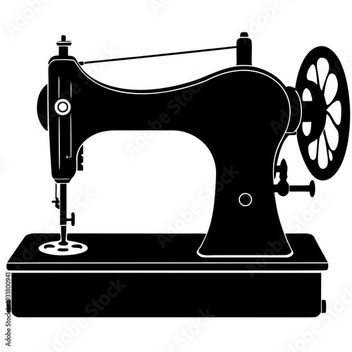 Vector illustration of antique sewing machine 