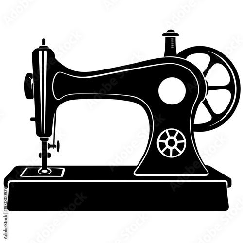 Vector illustration of antique sewing machine 