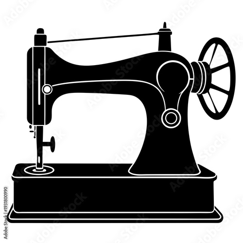 Vector illustration of antique sewing machine 