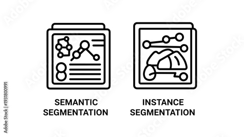 Semantic and Instance Segmentation Icons for AI, Machine Learning, Computer Vision, and Data Object Recognition