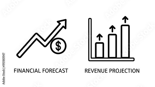 Financial Forecast and Revenue Projection Icons - Business Growth and Economic Trends Vector Art