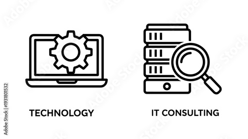 Technology and IT Consulting Icons for Information Technology Services, Support, Hardware, Software, and Digital Solutions.