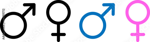 Gender symbols for male and female in modern colors