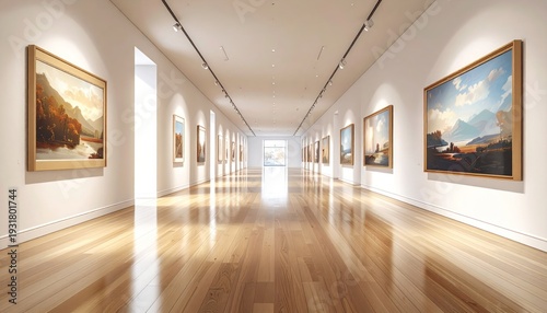 Empty art gallery corridor