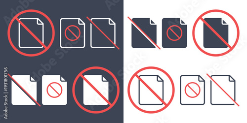 Forbidden File Symbol. No Document Icon. Vector Illustration