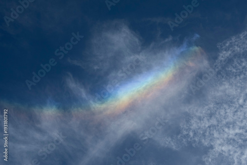 Iridescent rainbow clouds in the sky